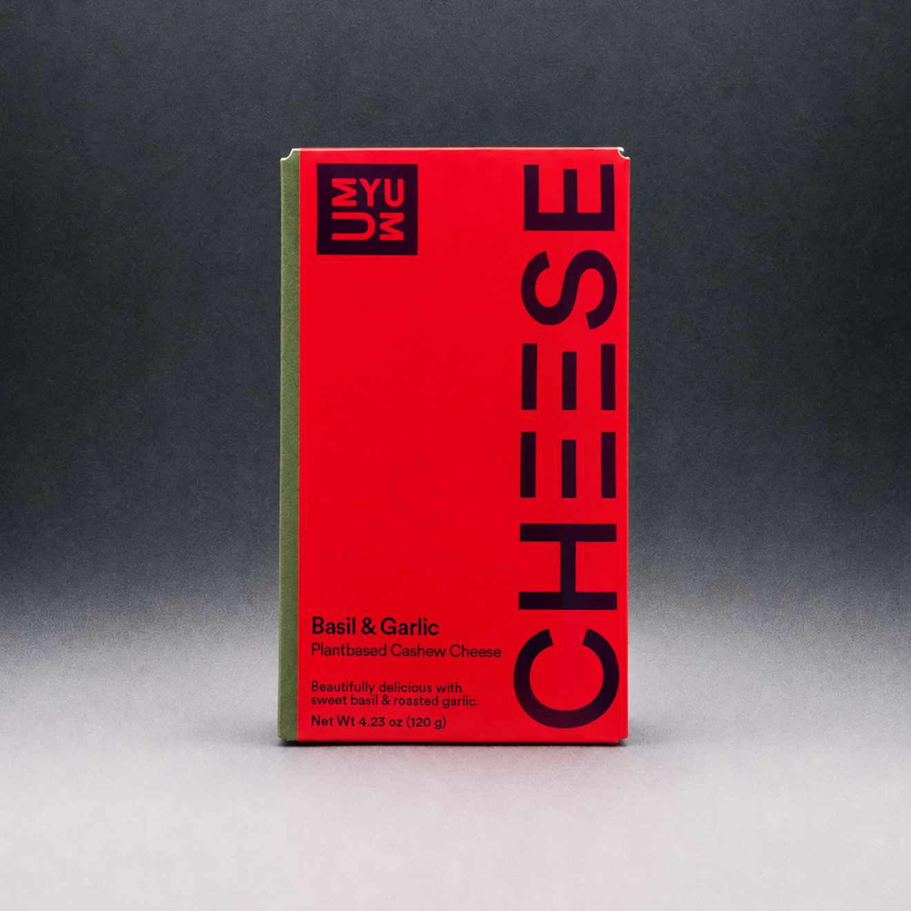 UMYUM Basil & Garlic plantbased cheese packaging.