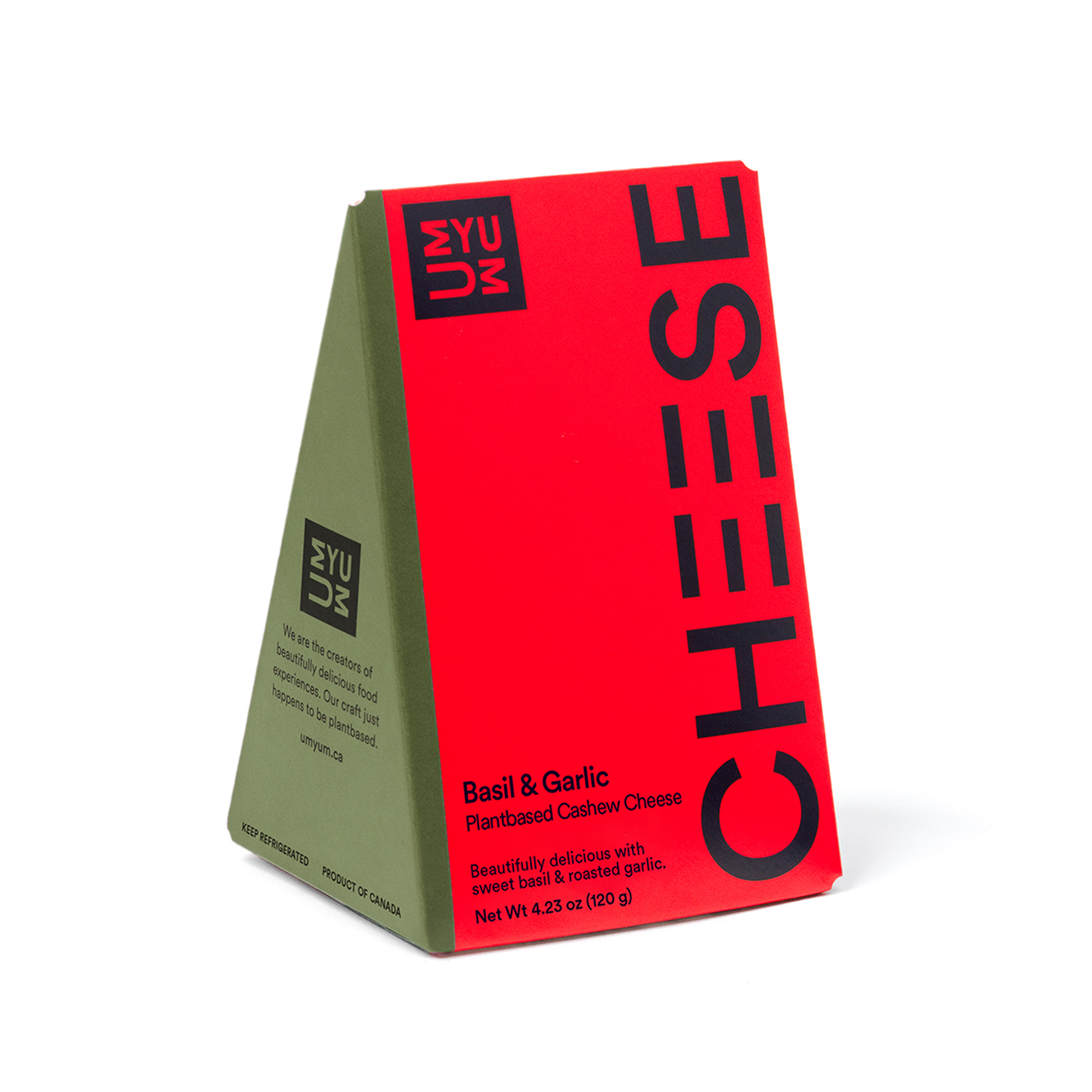UMYUM Basil & Garlic plantbased cheese packaging.