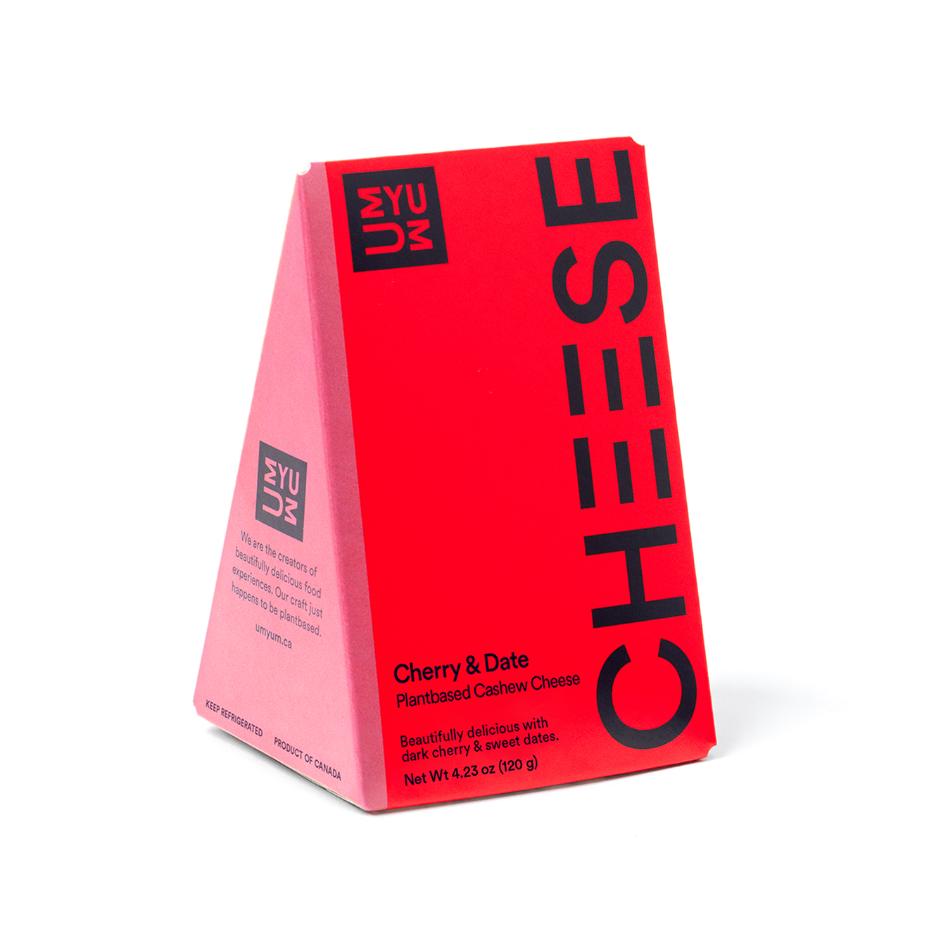 UMYUM Cherry & Date plantbased cheese packaging.